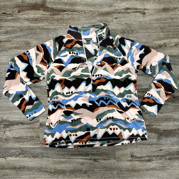 Eddie Bauer Women's Quest Fleece Quarter-Zip Sweater - Printed - Mountains - Picture 3 of 7